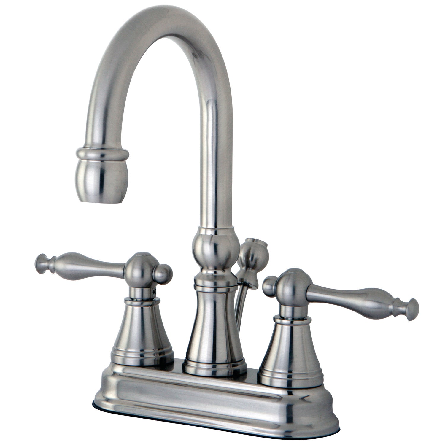 Kingston Tulare KS2618NL - Naples Double-Handle 3-Hole Deck Mount 4-Inch Centerset Bathroom Faucet with Brass Pop-Up, Brushed Nickel — image 1